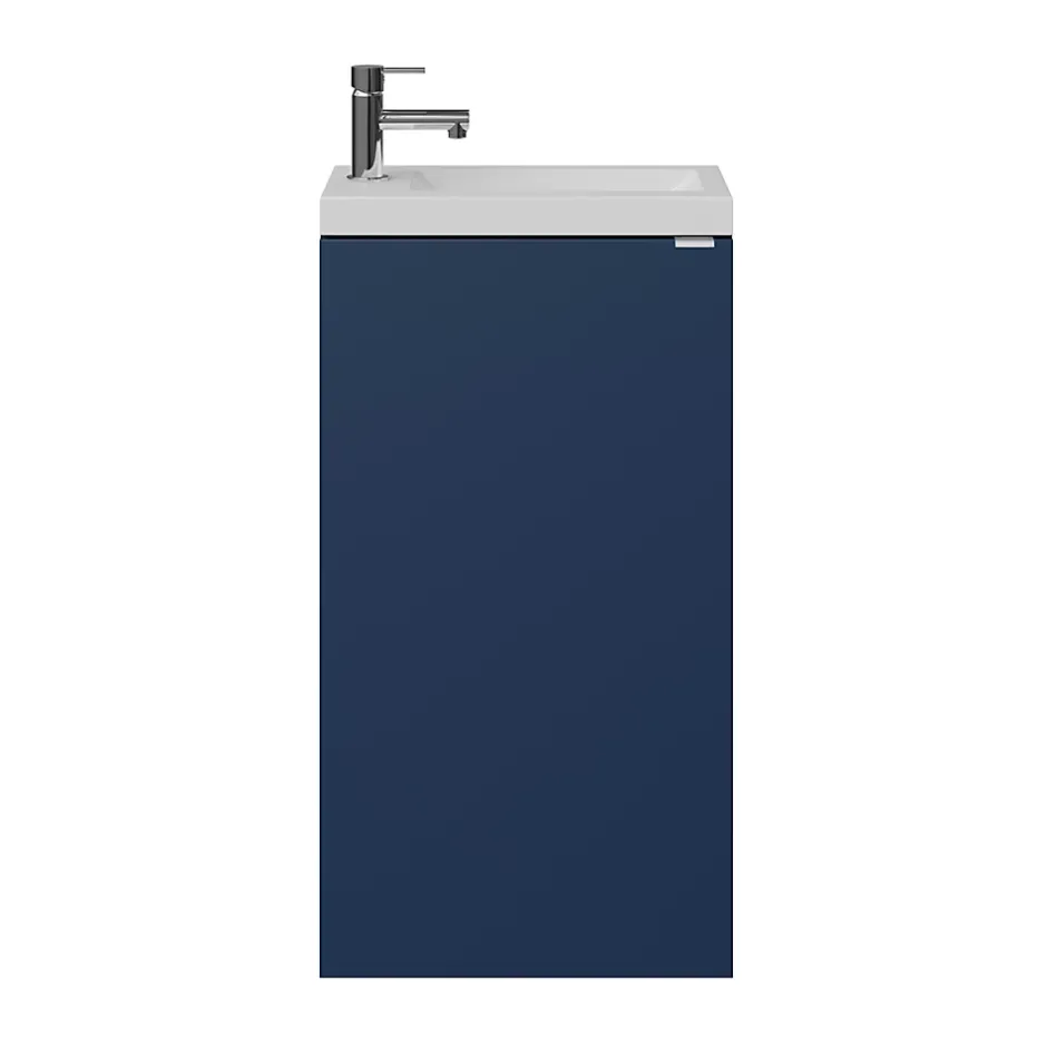 GoodHome Meuble lave mains à poser bleu nuit mat l.44 x H.79 x P.23 cm, Imandra