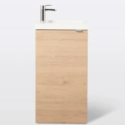 GoodHome Meuble lave mains à poser effet chêne l.44 cm Imandra + plan vasque blanc résine Beni,