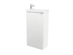GoodHome Meuble lave mains à poser blanc brillant l.44 cm Imandra + plan vasque blanc résine Beni,