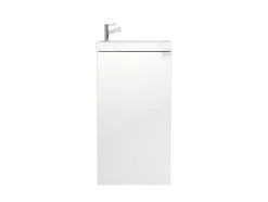 GoodHome Meuble lave mains à poser blanc brillant l.44 cm Imandra + plan vasque blanc résine Beni,