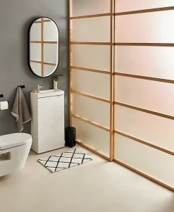 GoodHome Meuble lave mains à poser blanc brillant l.44 cm Imandra + plan vasque blanc résine Beni,