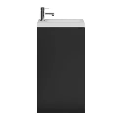 GoodHome Meuble lave mains à poser noir mat l.44 x H.79 x P.23 cm, Imandra* Lave-Mains