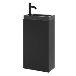 GoodHome Meuble lave mains à poser noir mat l.44 x H.79 x P.23 cm, Imandra* Lave-Mains