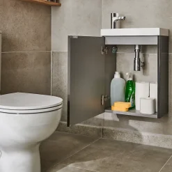 GoodHome Meuble lave mains à suspendre Imandra gris taupé L.44 x H.55 cm* Lave-Mains