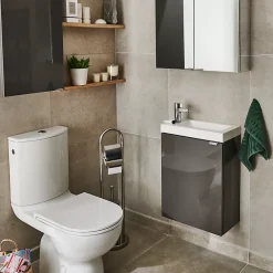 GoodHome Meuble lave mains à suspendre Imandra gris taupé L.44 x H.55 cm* Lave-Mains