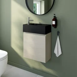 Meuble lave mains effet chêne l.45 x H.44 x P.21 cm, Calao* Lave-Mains|Meuble De Salle De Bains Faible Profondeur