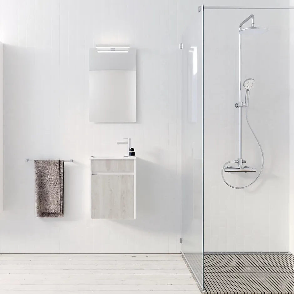 Aurlane Meuble Lave Mains MINI 40x50x22 cm - Gris et Blanc