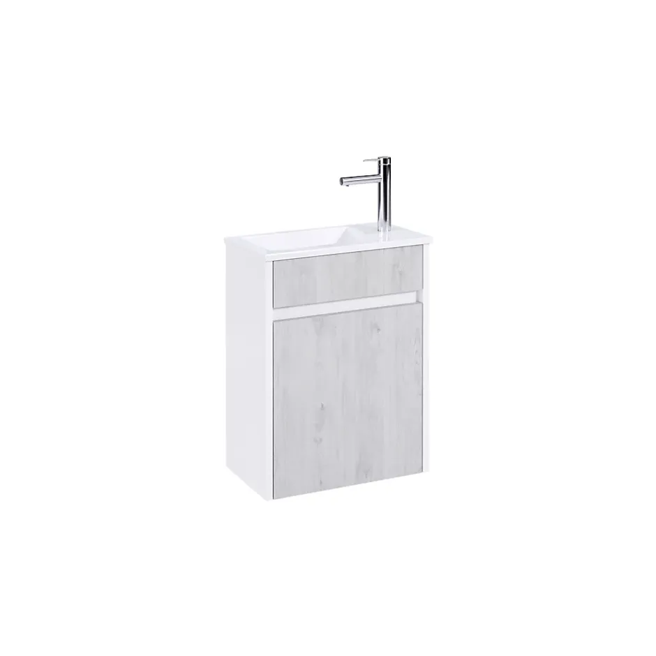 Aurlane Meuble Lave Mains MINI 40x50x22 cm - Gris et Blanc