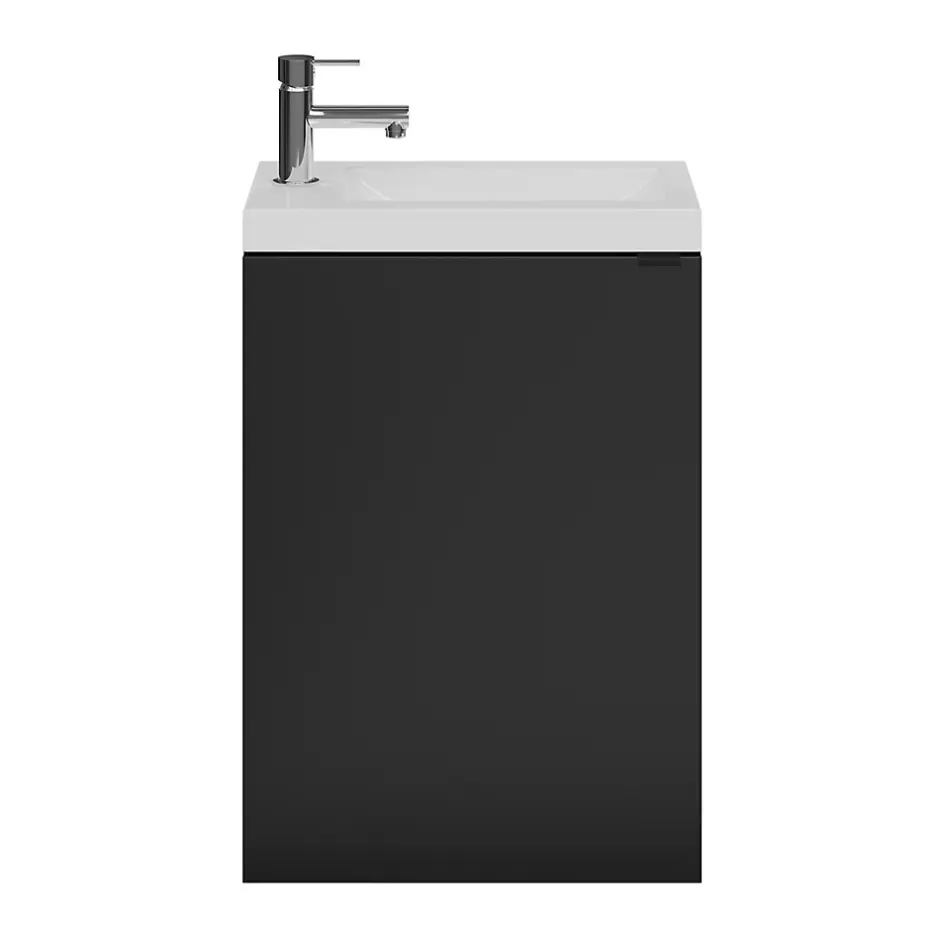 GoodHome Meuble lave mains suspendu noir mat l.44 x H.55 x P.23 cm, Imandra* Lave-Mains