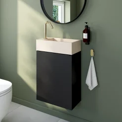 GoodHome Meuble lave mains suspendu noir mat l.44 x H.55 x P.23 cm, Imandra* Lave-Mains