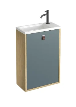 Decotec Meuble lave mains suspendu vert toundra + plan vasque l.46 x H.69 x P.23 cm, ouverture à droite, Havana* Lave-Mains