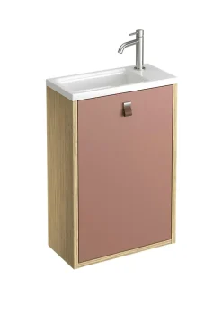 Decotec Meuble lave mains suspendu tarracotta mat + plan vasque l.46 x H.69 x P.23 cm, ouverture à gauche, Havana* Lave-Mains