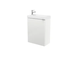 GoodHome Meuble lave mains suspendu blanc brillant l.44 x H.55 x P.23 cm, Imandra* Lave-Mains