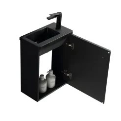 Jindoli Meuble lave-main Aquanero noir 40 cm* Plan Vasque Lave-Mains