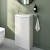 GoodHome Meuble lave-mains à poser blanc brillant l.44 cm Imandra + plan vasque blanc céramique Nira,* Lave-Mains
