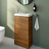 GoodHome Meuble lave-mains à poser effet noyer l.44 cm Imandra + plan vasque blanc céramique Nira,