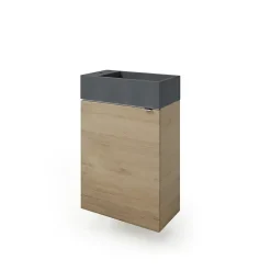 Meuble lave-mains à poser effet chêne l.44 cm Imandra + plan vasque béton gris, GoodHome