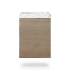 GoodHome Meuble lave-mains à poser effet chêne l.44 cm Imandra + plan vasque terrazzo,* Lave-Mains