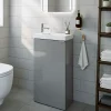 GoodHome Meuble lave-mains à poser gris brillant l.44 cm Imandra + plan vasque blanc céramique Nira,