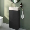 Homesight Meuble lave-mains à poser noir mat l.44 cm Imandra + plan vasque béton beige moucheté, GoodHome