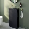 Homesight Meuble lave-mains à poser noir mat l.44 cm Imandra + plan vasque effet marbre noir, GoodHome* Lave-Mains