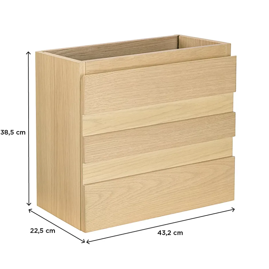 Homesight Meuble lave-mains à suspendre l.43,2 x H.38,5 x P.22,5 cm, effet chêne, Etty