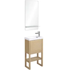 Mob-In Meuble lave-mains ATOLL avec vasque blanche + miroir* Meuble Wc