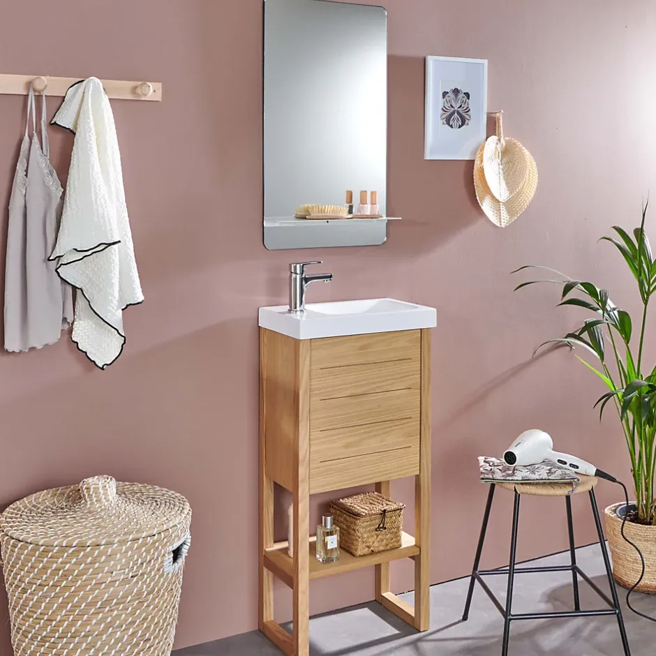 Mob-In Meuble lave-mains ATOLL avec vasque blanche + miroir* Meuble Wc
