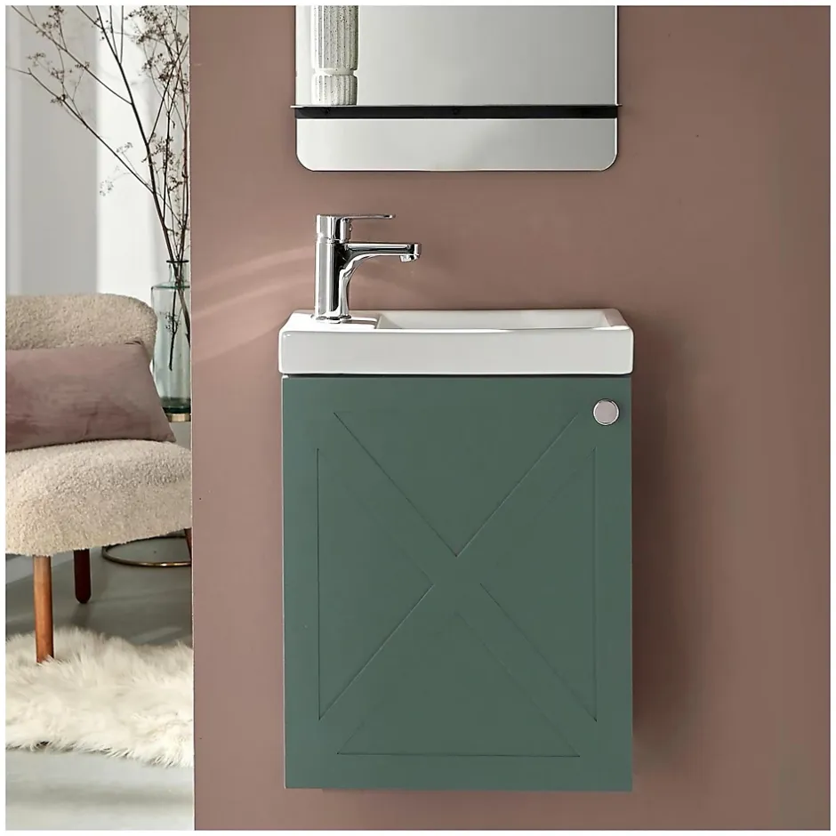 Mob-In Meuble lave-mains AVA vert de gris + robinet chromé* Lave-Mains