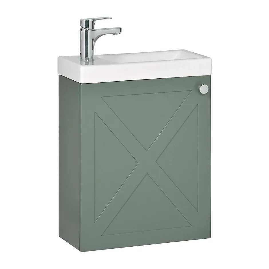 Mob-In Meuble lave-mains AVA vert de gris + robinet chromé* Lave-Mains