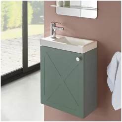 Mob-In Meuble lave-mains AVA vert de gris + robinet chromé* Lave-Mains