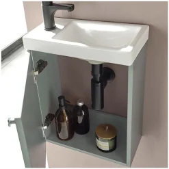 Mob-In Meuble lave-mains AVA vert de gris + robinet noir