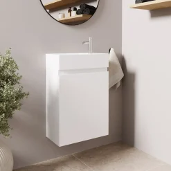 Lomazoo Meuble lave-mains blanc brillant Malibu - 40cm