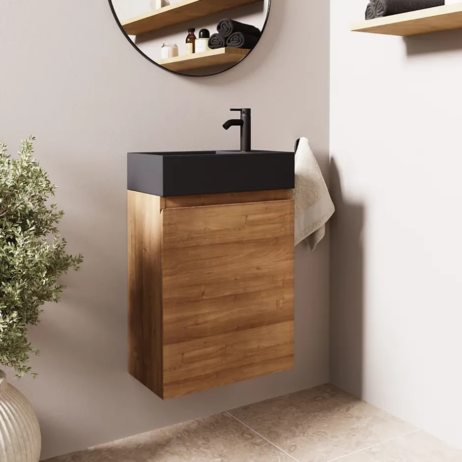 Lomazoo Meuble lave-mains chêne chaud Malibu - 40cm* Lave-Mains