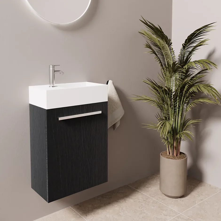 Lomazoo Meuble lave-mains chêne noir Bombay - 40cm