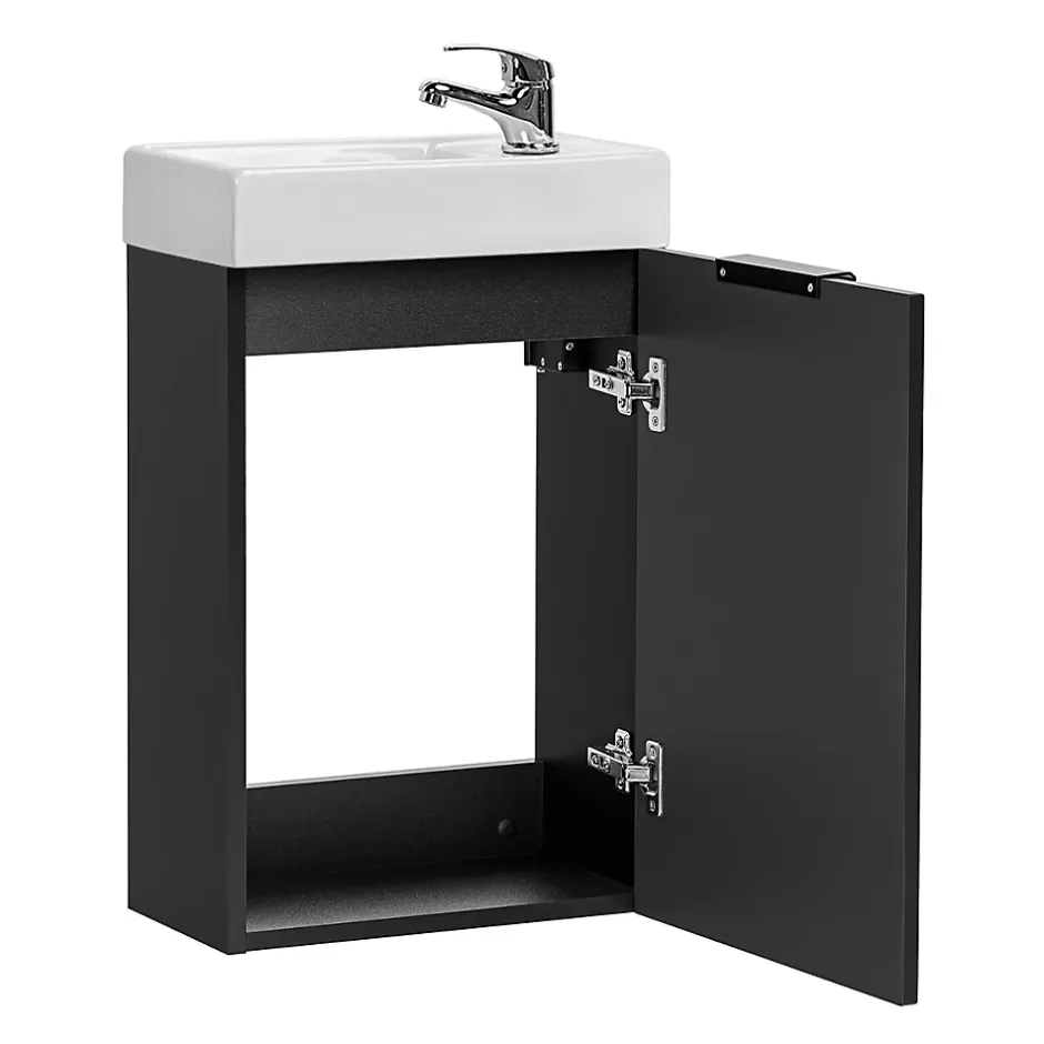 Petits-Meubles Meuble lave-mains 40cm 1 porte Adriel Noir