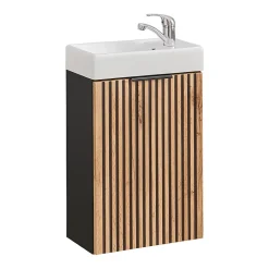 Petits-Meubles Meuble lave-mains 40cm 1 porte Gaia Bois et Noir