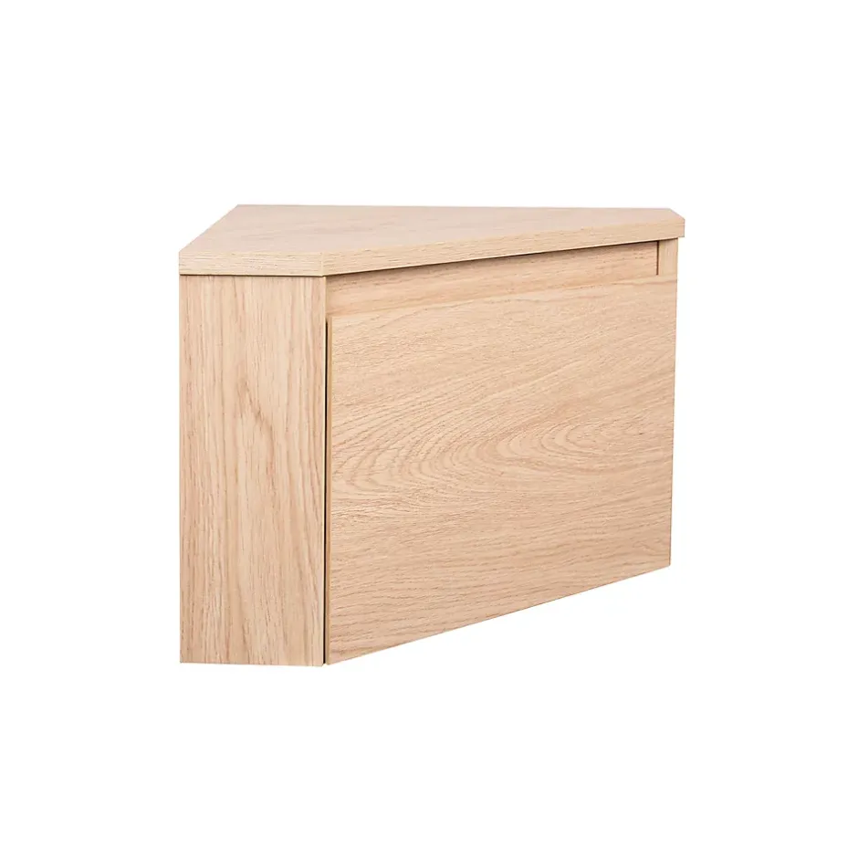 Homesight Meuble lave-mains d'angle à suspendre l.36,5 x H.28 x P.36,5 cm, effet bois, Noma* Lave-Mains