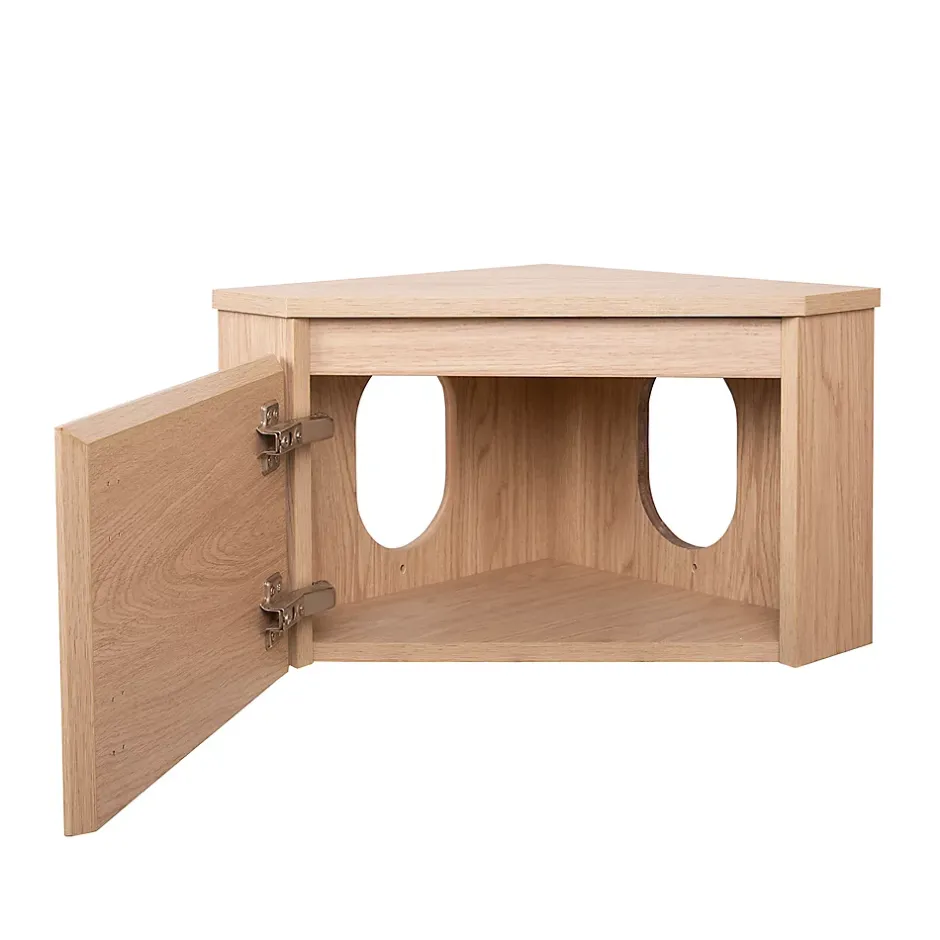 Homesight Meuble lave-mains d'angle à suspendre l.36,5 x H.28 x P.36,5 cm, effet bois, Noma* Lave-Mains