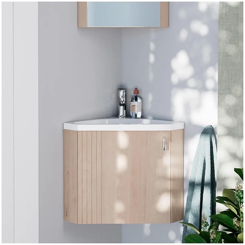 Mob-In Meuble lave-mains d'angle décor chêne KODA* Lave-Mains