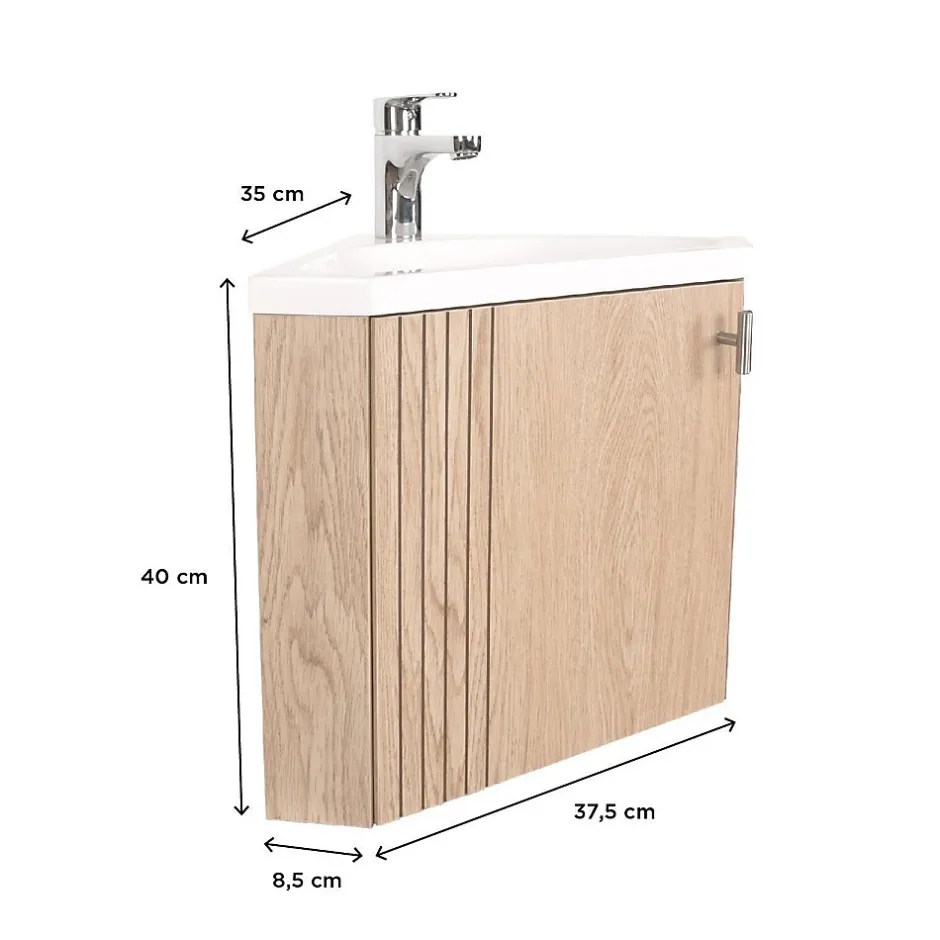Mob-In Meuble lave-mains d'angle décor chêne KODA* Lave-Mains