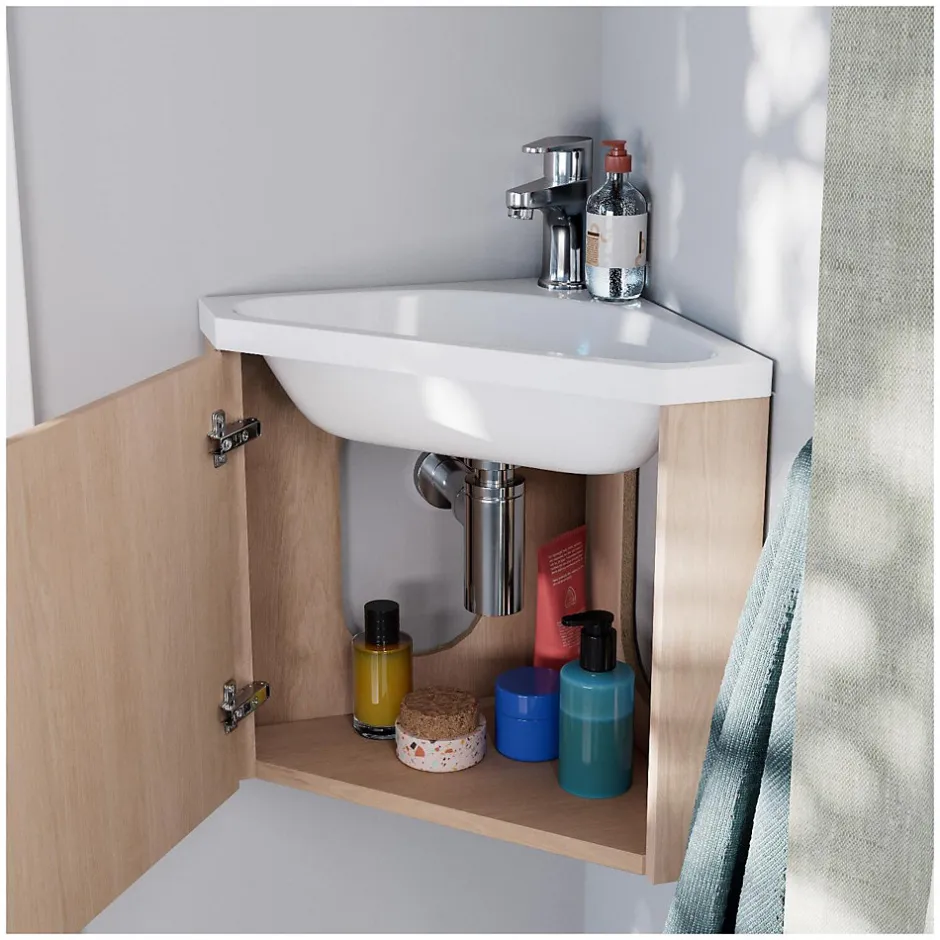 Mob-In Meuble lave-mains d'angle décor chêne KODA* Lave-Mains
