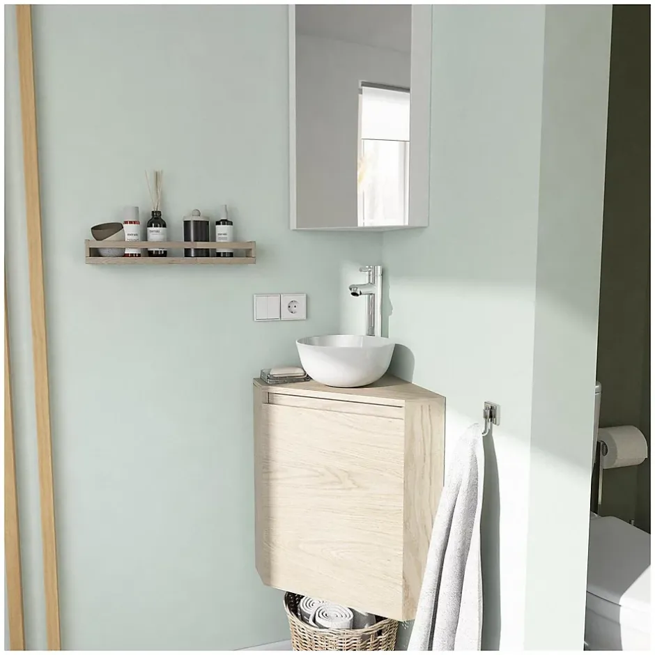 Mob-In Meuble lave-mains d'angle SORRENTO + vasque* Meuble Wc|Meuble De Salle De Bains Faible Profondeur