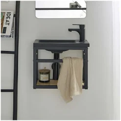 Mob-In Meuble lave-mains gain de place avec vasque résine 40x32.5cm