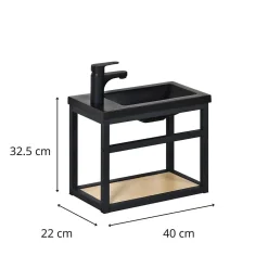 Mob-In Meuble lave-mains gain de place avec vasque résine 40x32.5cm