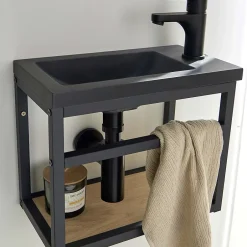 Mob-In Meuble lave-mains gain de place avec vasque résine 40x32.5cm