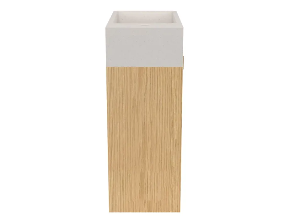Homesight Meuble lave-mains Java effet chêne clair et jute l.44 cm + plan vasque lave-mains béton moucheté