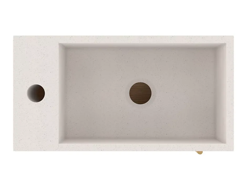 Homesight Meuble lave-mains Java effet chêne clair et jute l.44 cm + plan vasque lave-mains béton moucheté