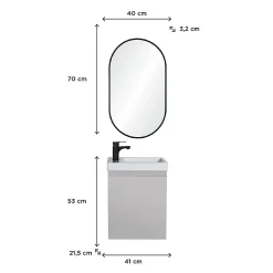 Mob-In Meuble lave-mains LISA + miroir ovale