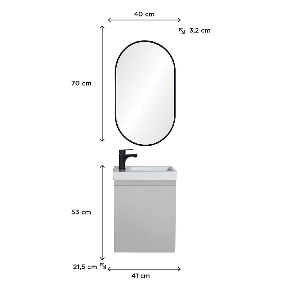 Mob-In Meuble lave-mains LISA + miroir ovale